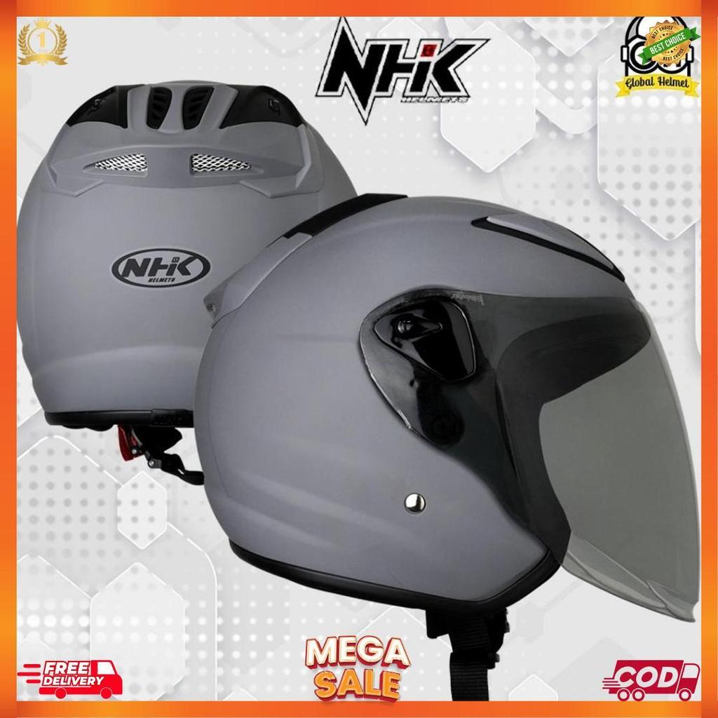 Jual Helm Nhk Half Face Nhk R6 Nhk R 6 Solid Polos Dim Grey Doff Nhk R6 ...