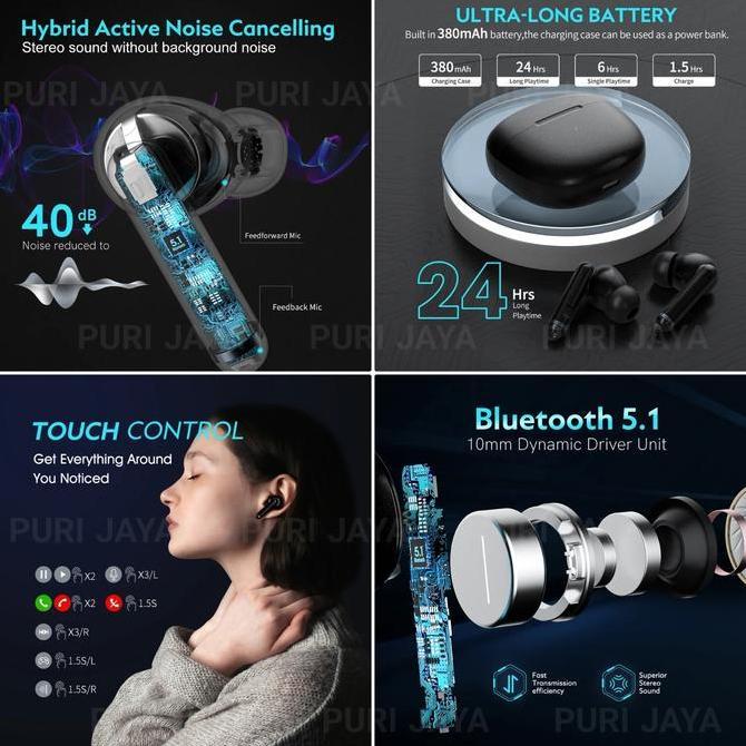 Jual QCY HT-03 ANC Hybrid Gaming 6 Mic TWS Earbuds HT03 HT 03 Original ...