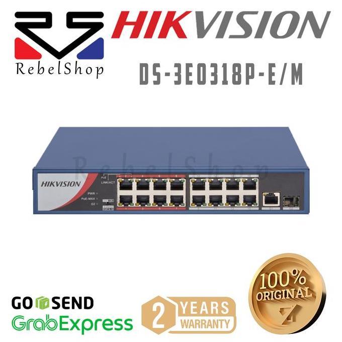 Jual Hikvision DS-3E0318P-E/M Switch POE 16 Port 2 Uplink Hub CCTV IP ...