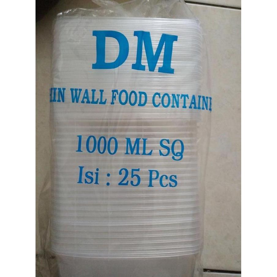 Jual Thinwall Dm Food Container Ukuran 1000 Ml Persegi 25 Pcs | Shopee ...