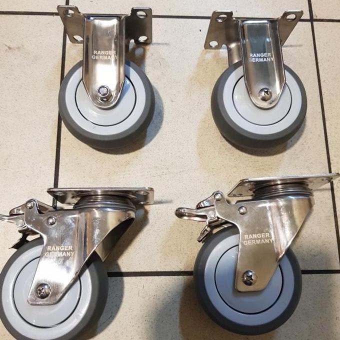 Jual Roda Trolley Stainless 4 Inch ( 2 Rem 2 Mati ) | Shopee Indonesia