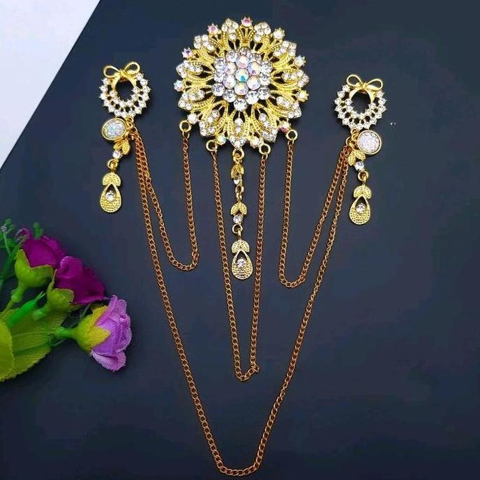 Jual DE63 - Bros rantai kebaya modern // Bros rantai Janggan jas ...