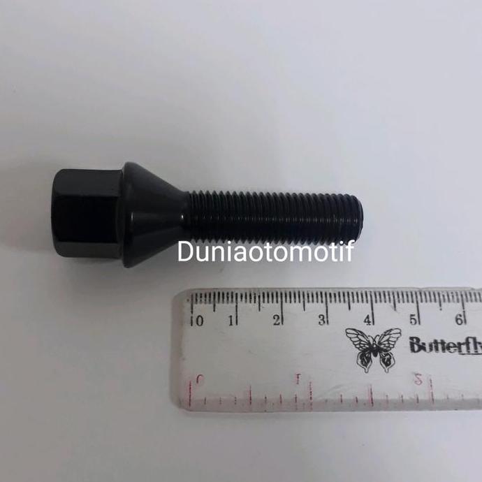Jual Murah Baut Roda Mercy / Bmw 12Mm X 1.5 Hitam Panjang Ulir 4Cm ...
