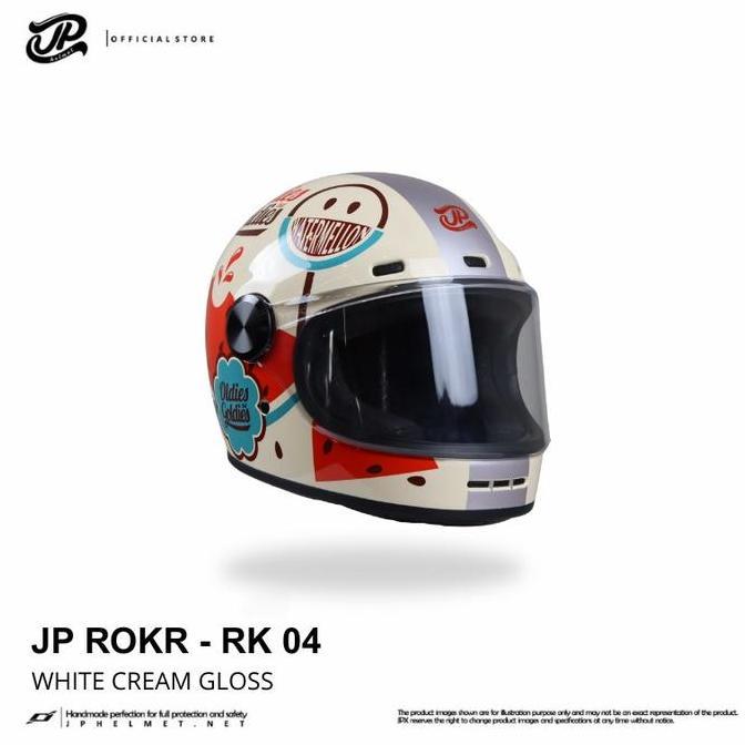 Jual Sedia Helm Fullface Retro Jp Rokr - Rk 04 White Cream Gloss ...