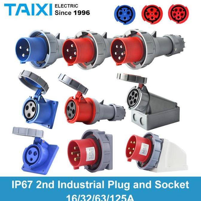 Jual Promo Industrial Plug And Socket 16A 32A 63A 125A Ip67 Wall Cod ...