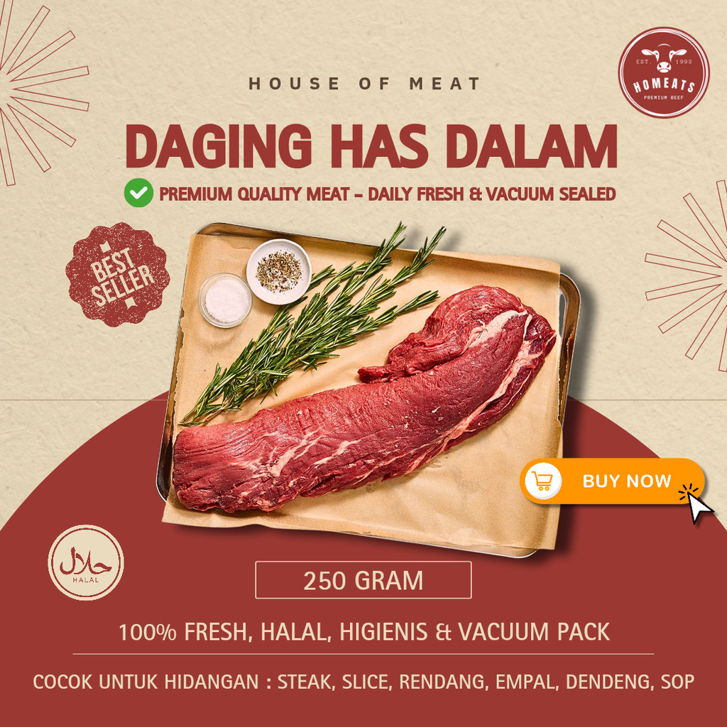 Jual Daging Has Dalam Tenderloin Sapi Lokal Segar 250 Gram Premium ...