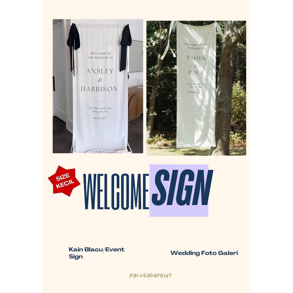 Jual BACKDROP WELCOME SIGN WEDDING/ENGAGMENT SIGN KAIN | BAHAN BLACU ...
