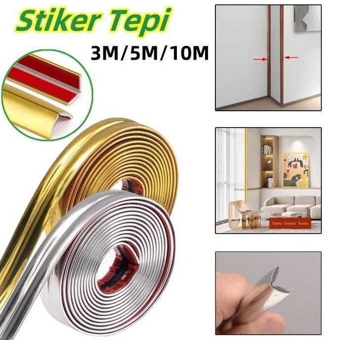Jual Promo Stiker Tepi List Plat Strip Mirror Hairline Gold Panjang 10 ...