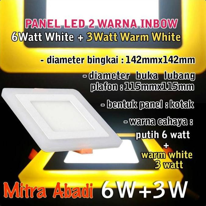 Jual Panel LED 2 Warna 6W White/Putih + 3W Warm White INBOW Kotak Besi ...