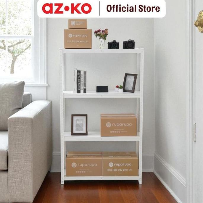 Jual AZKO Krisbow 90X30X147 cm Tori Rak Besi 4 Tingkat - Putih Storage ...