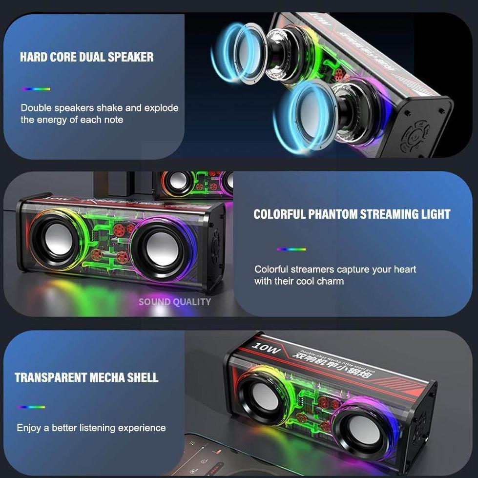 Jual NEW SPEAKER BLUETOOTH MINI LED PORTABLE V8 Dual led Transparan ...
