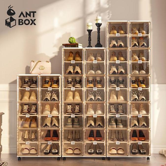 Jual ANTBOX Rak Sepatu Transparan dengan Kotak Sepatu Tertutup Estetik ...