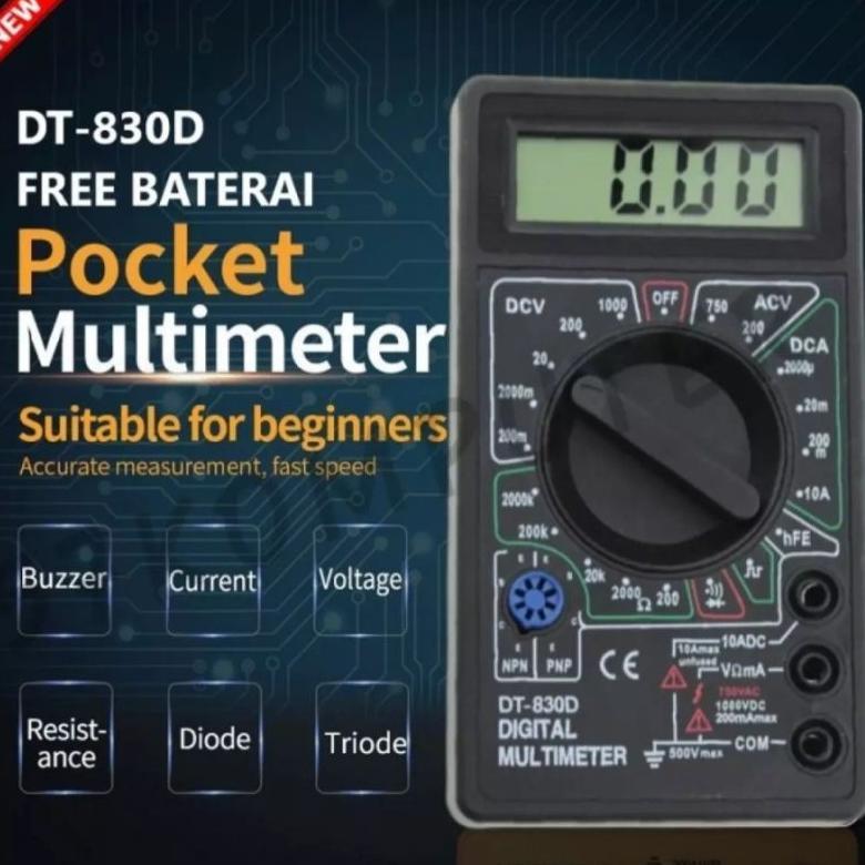 Jual Multimeter DT830B plus baterai Avometer Multitester Digital ...