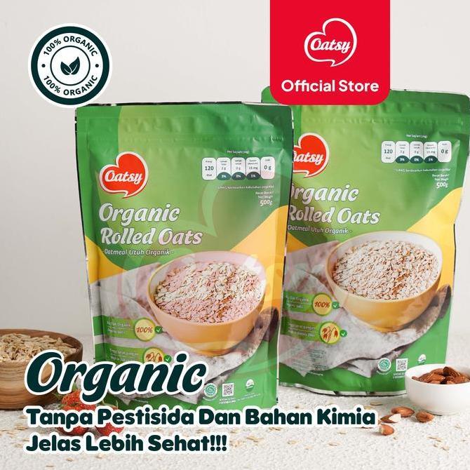 Jual Kirimlangsungaja- Oatsy Organic Rolled Oats 500Gr - (Double Pack ...