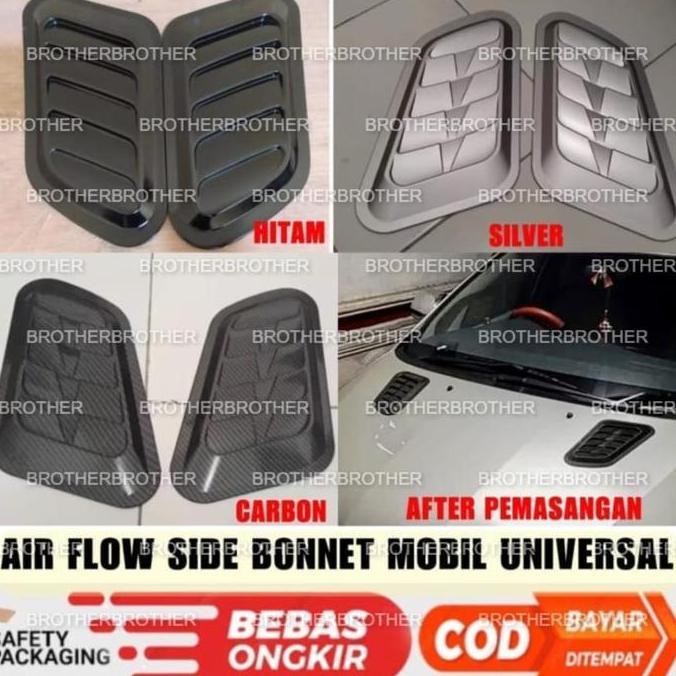 Jual DB15>> Air Scoop Intake Flow Turbo Side Bonnet Silver Hitam Carbon ...