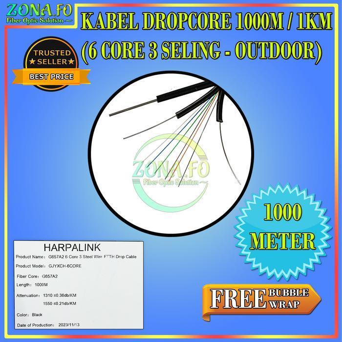 Jual Kabel Dropcore 6 Core 3 Seling 1Km 1000M Wire Fiber Optic Fo ...