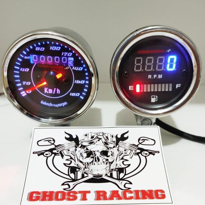 Jual SPIDOMETER KILOMETER LED BULAT CHROM PLUS RPM AMPER BENSIN DIGITAL ...