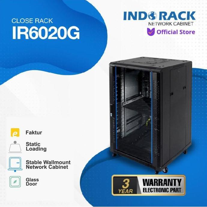 Jual INDORACK IR6020G - Standing Close Rack 20U Glass Door | Shopee ...