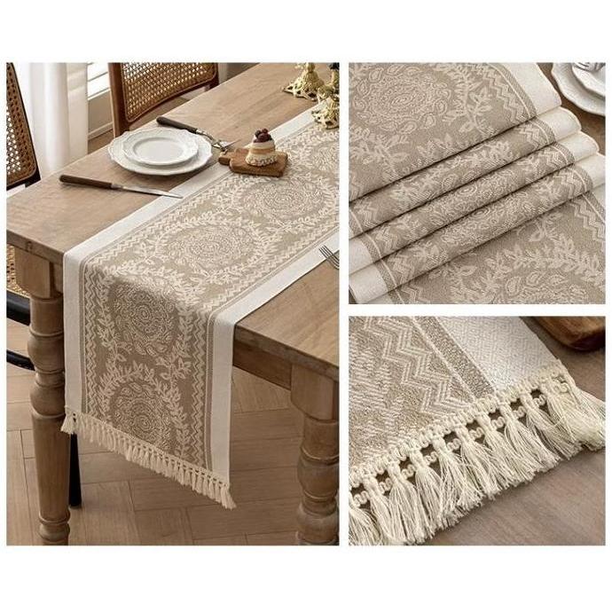 Jual (Jeffy Store) Coverta Table Runner Raya - Taplak Meja Makan Linen ...
