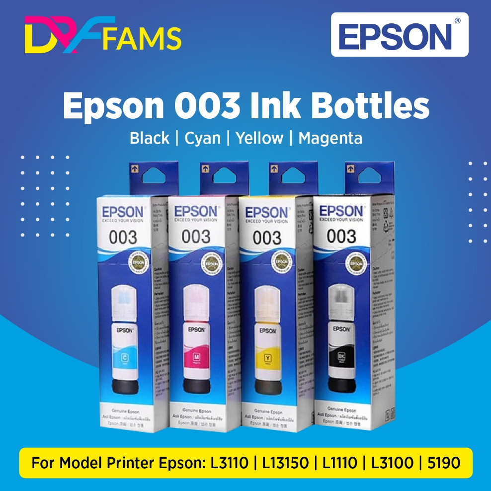 Jual Tinta Printer Epson 003 Botol 65ml Hitam Cyan Magenta Yellow L1210 ...