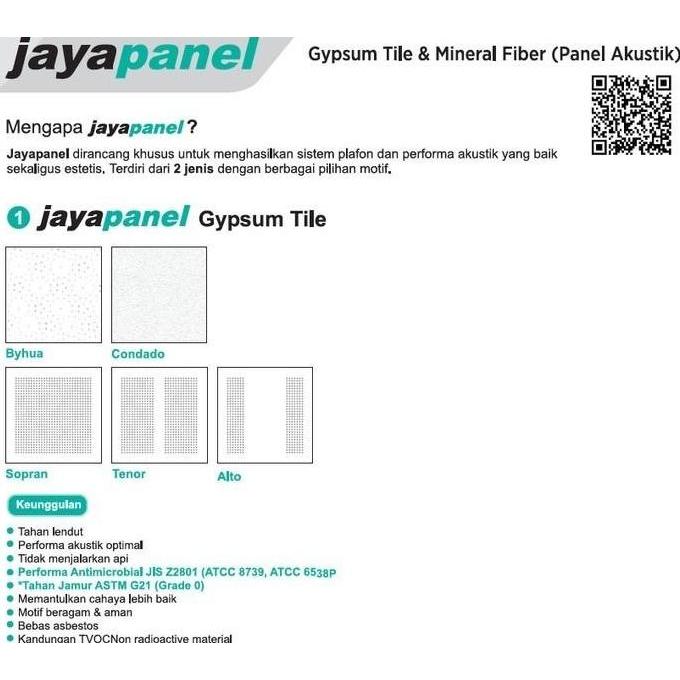 Jual Akustik Sopran / Plafon Ceiling Panel Jayaboard 9x 600x600mm ...