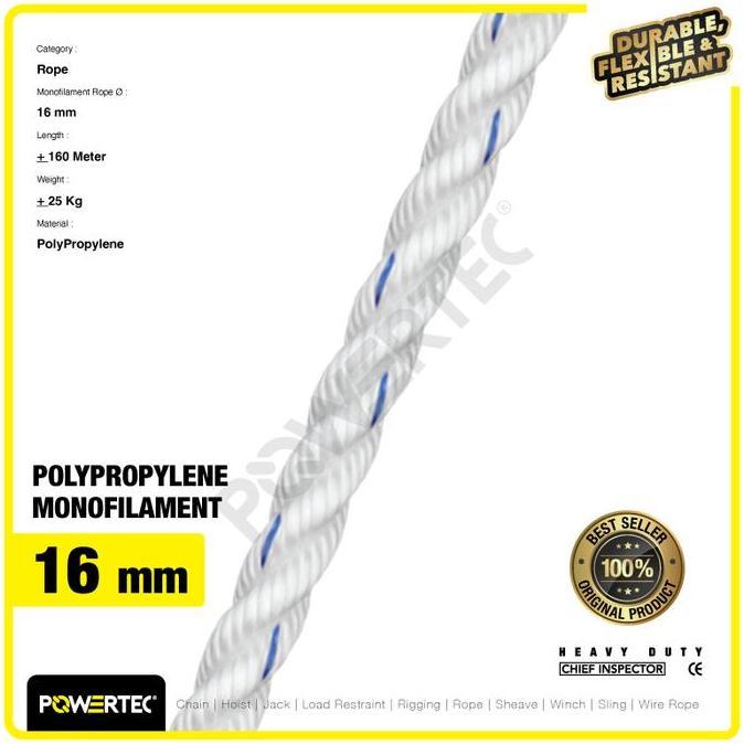 Jual Tali Tambang PP 16 mm x 200 m Polypropylene PP Mono Rope POWERTEC ...