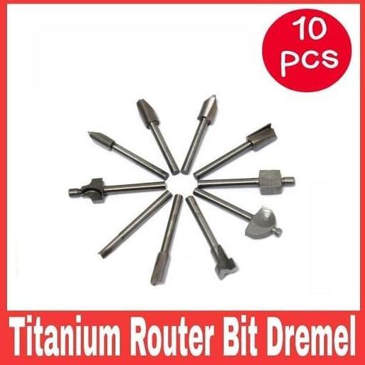 Jual 1 SET 10 BUAH MATA BOR DREMEL TITANIUM HSS ROUTER UKIR KAYU 3MM ...