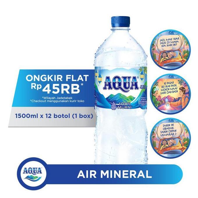 Jual COD AQUA Air Mineral 1500ml x 12 botol (1 box) | Shopee Indonesia