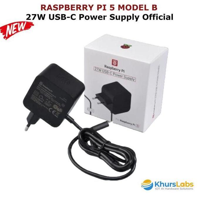 Jual Adaptor Raspberry Pi 5 27W USB-C Power Supply Original Pi 5 ...