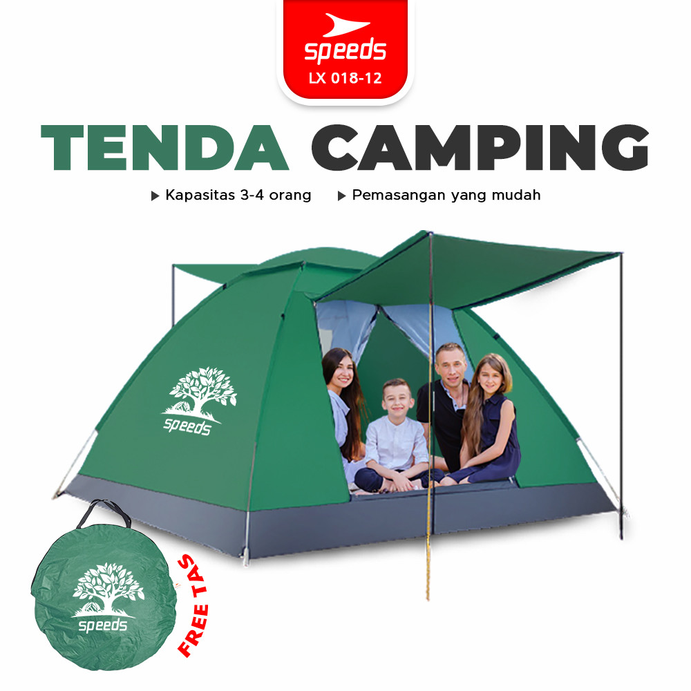 SPEEDS Tenda Camping Portable Untuk Keluarga 3-4 Orang Dengan Alas Tenda 018-11