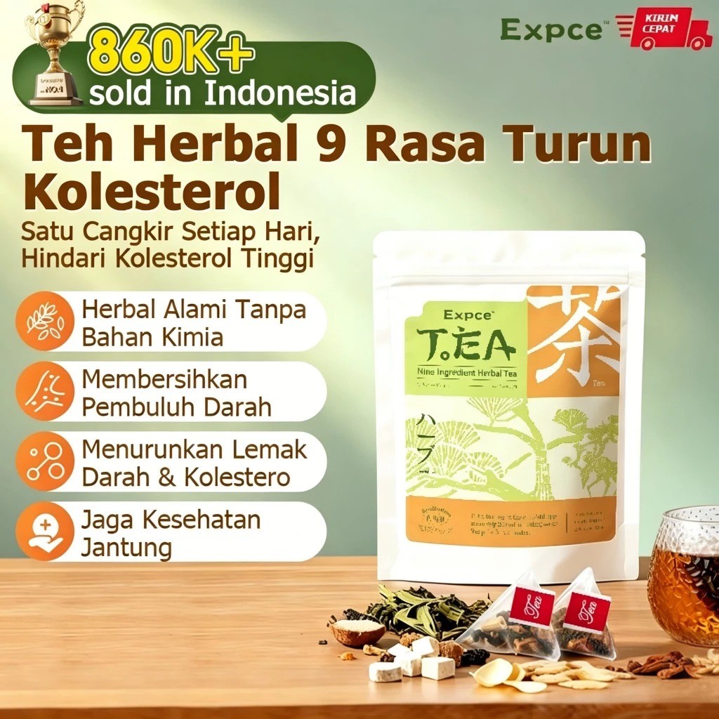 Kolesterol Tinggi?EXPCE Teh Herbal Anti Lemak Darah – Untuk Kolesterol, Pembuluh Tersumbat & Badan Mudah Capek