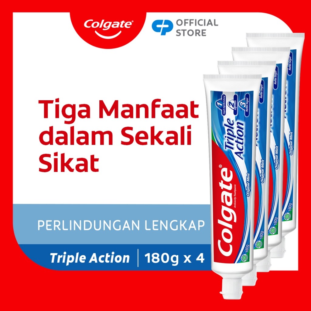 Colgate Triple Action Toothpaste 180g - Pasta Gigi (4pcs)