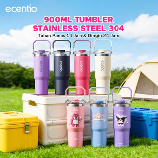 ecentio tumbler minum stainless tumbler tahan panas dingin 24 jam 900ml premium botol minum aesthetic besar   tahan digin 24 jam 900ml mug kopi tahan panas vacuum Insulated botol minum stainless aesthetic anti tumpah