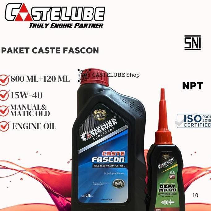 Jual Castelube Fascon Paket 15W-40 (800ml+Gear Matic 120 ml) | Shopee ...