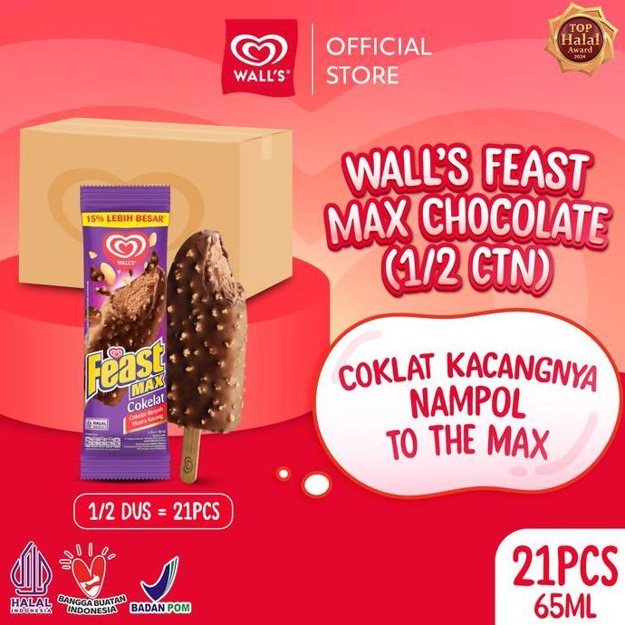 Jual Wall's Feast Max Chocolate 1/2 Carton - Es Krim / Ice Cream ...