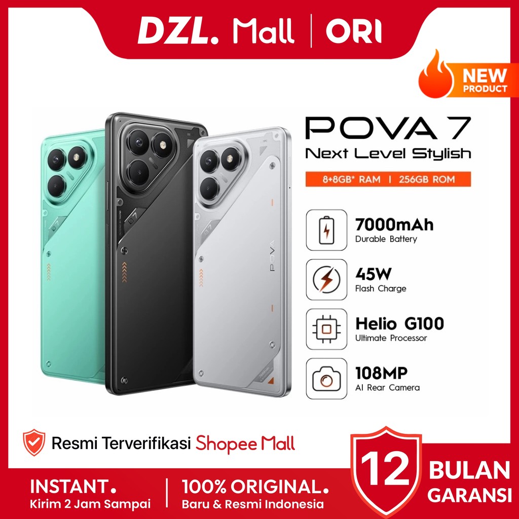 Jual DZL - HP TECNO Pova 7 4G 8/256 8/128 GB Original Garansi Resmi ...