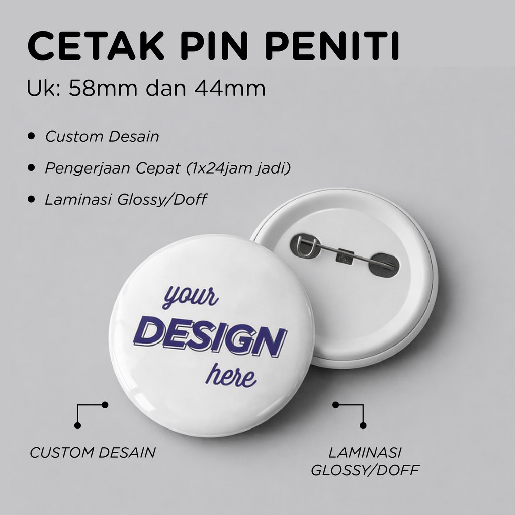 Jual PIN BROSS PENITI BADGE CUSTOM UK 58 MM DAN 44 MM / CETAK PIN ...