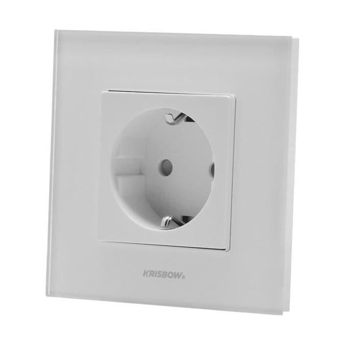Jual AZKO Krisbow Stop Kontak Dinding Glass Frame Wall Socket Electric ...