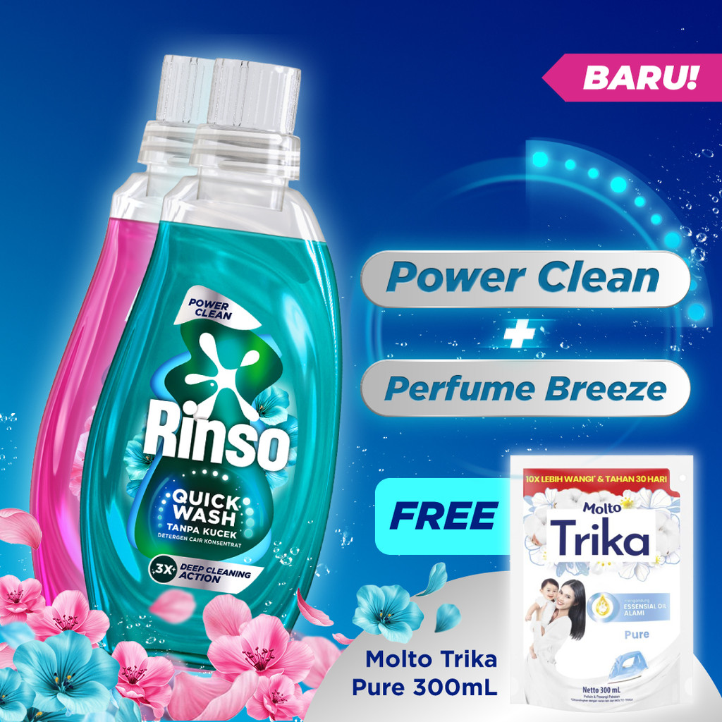 Jual Beli 1 Rinso Botol Detergen Cair Perfume Breeze 650g dan 1 Rinso ...
