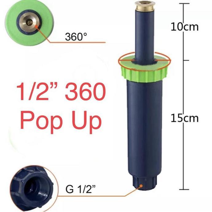 Jual HOJI Pop Up Sprinkler Taman 1/2 inch Female Thread 360 Degree 1/2 ...