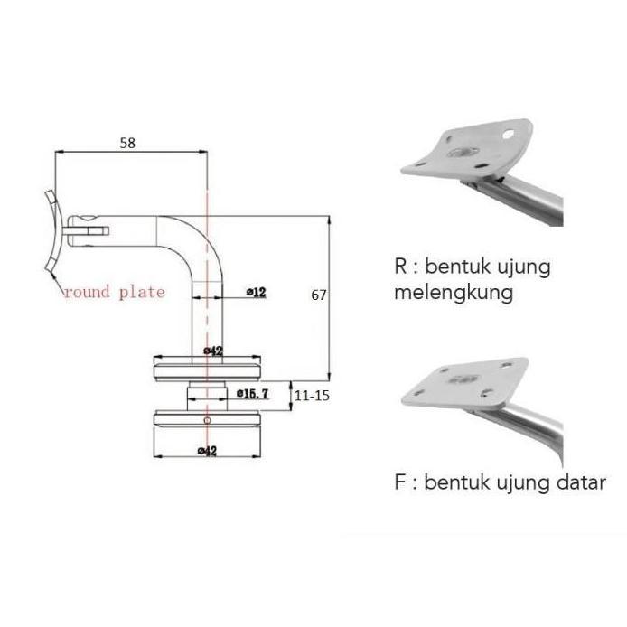Jual Glass Hand Rail Connector Stainless Steel Konektor Hand Railing ...
