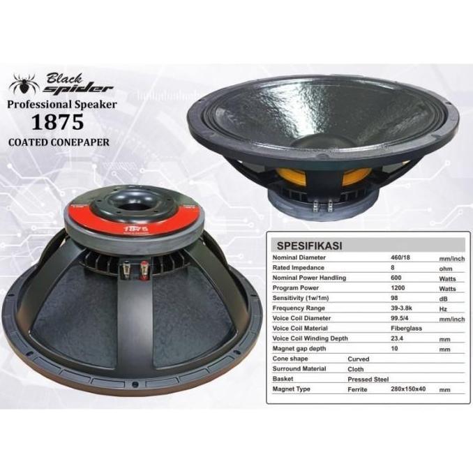 Jual SPEAKER KOMPONEN BLACK SPIDER 1875 WOOFER 18 INCH BLACKSPIDER BS ...