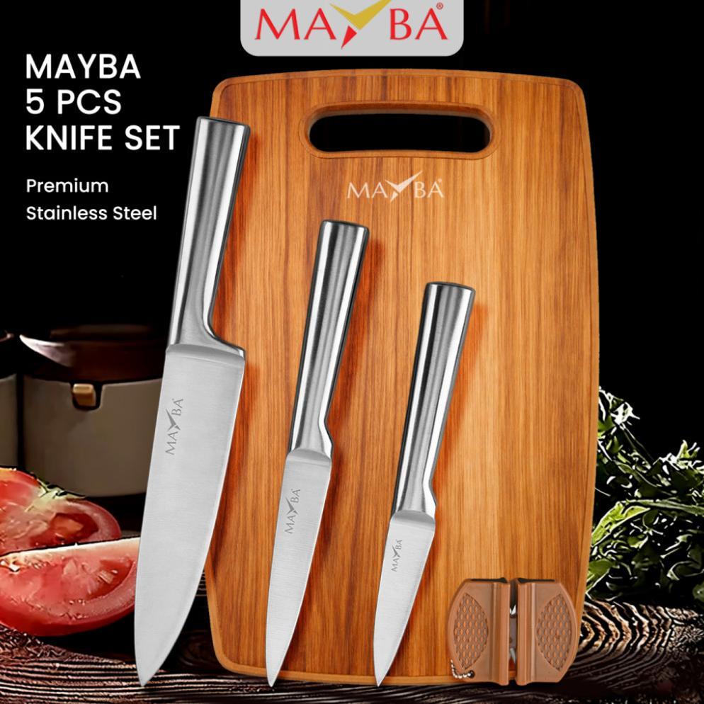 Jual Discount PISAU SET STAINLESS 5IN1 by mayba lengkap talenan plastik ...