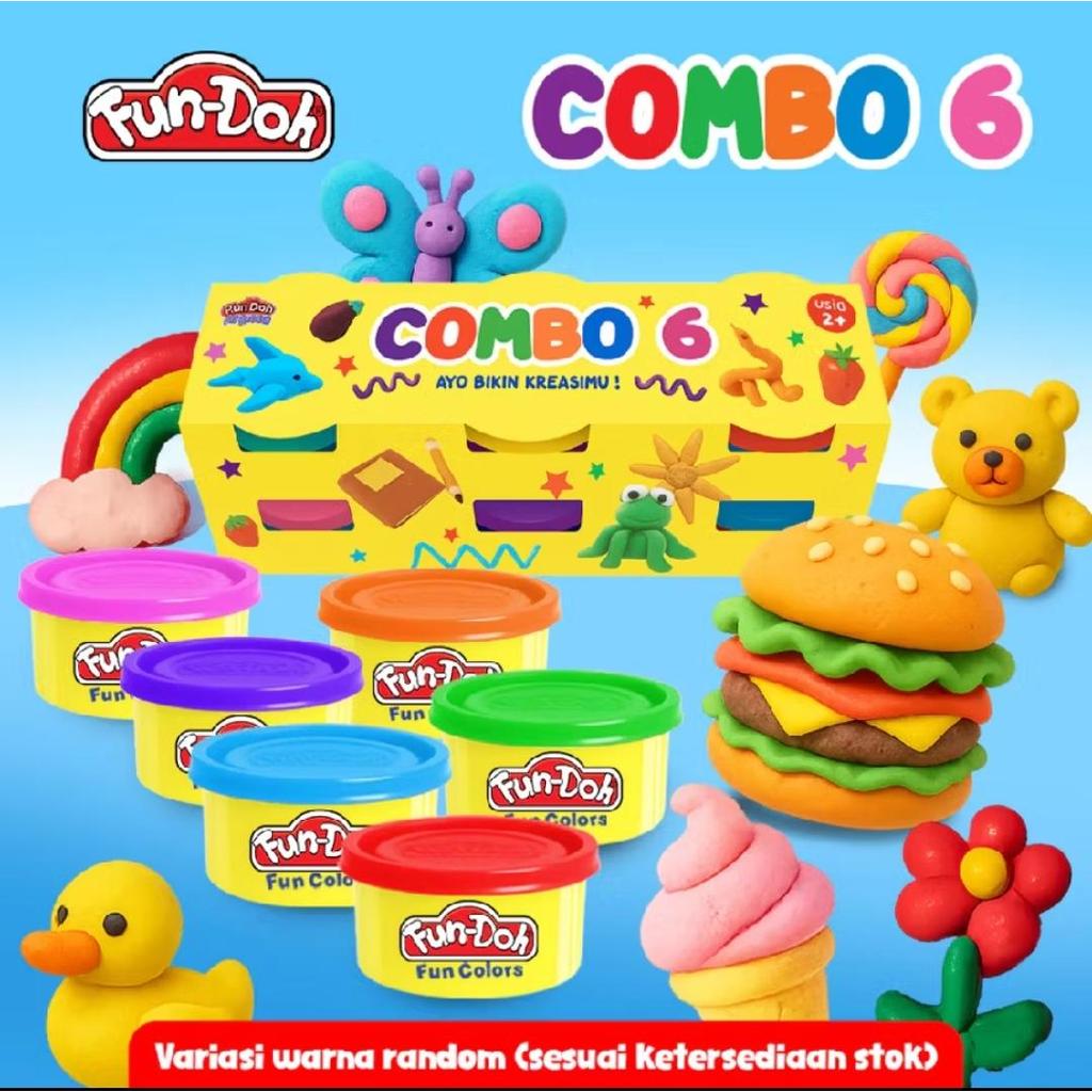 Jual FUN DOH COMBO 6 MAINAN LILIN FUNDOH PLASTISIN COMBO 6 WARNA ...