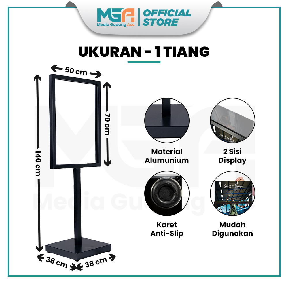 Jual Stand Display Pedestal Double Side | Stand Menu Poster Besi ...