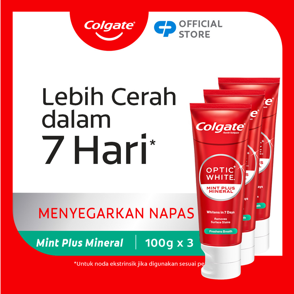 Colgate Optic White Whitening Toothpaste Sparkling White 100g - Pasta Gigi (3pcs)