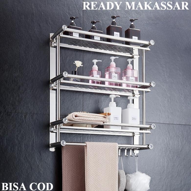 Jual Rak Dinding Kamar Mandi 3 Susun Stainless / Rak Toilet 3 Susun ...