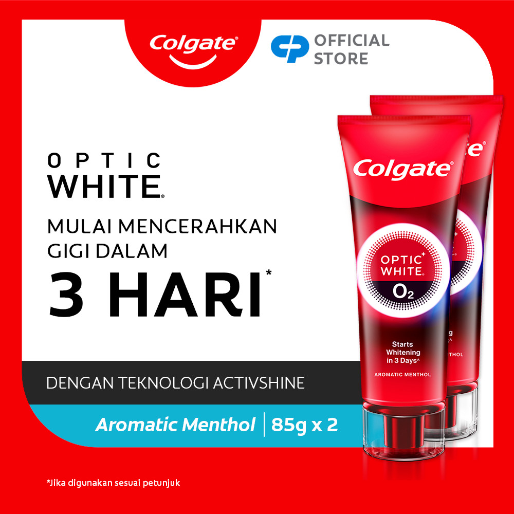 Colgate Optic White O2 85g Aromatic Menthol - Pasta Gigi Putih Alami (Whitening Toothpaste) (2pcs)