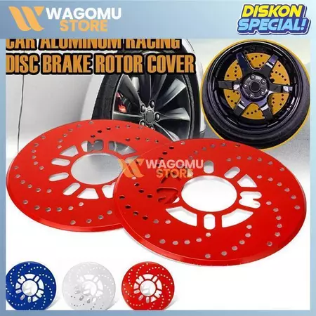 WAGOMU Disc Brake Rotor Cover Variasi Rem Tromol Mobil Sporty Look Piringan Cakram Buatan Aksesoris Velg Mobil Racing 2 Pcs