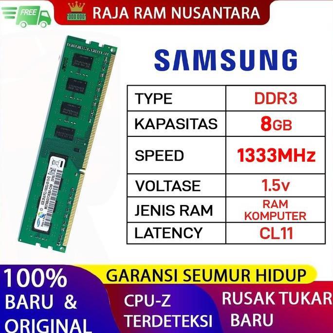 Jual RAM PC SAMSUNG DDR3 8GB 1333MHz PC 10600 1.5v ORI RAM KOMPUTER ...